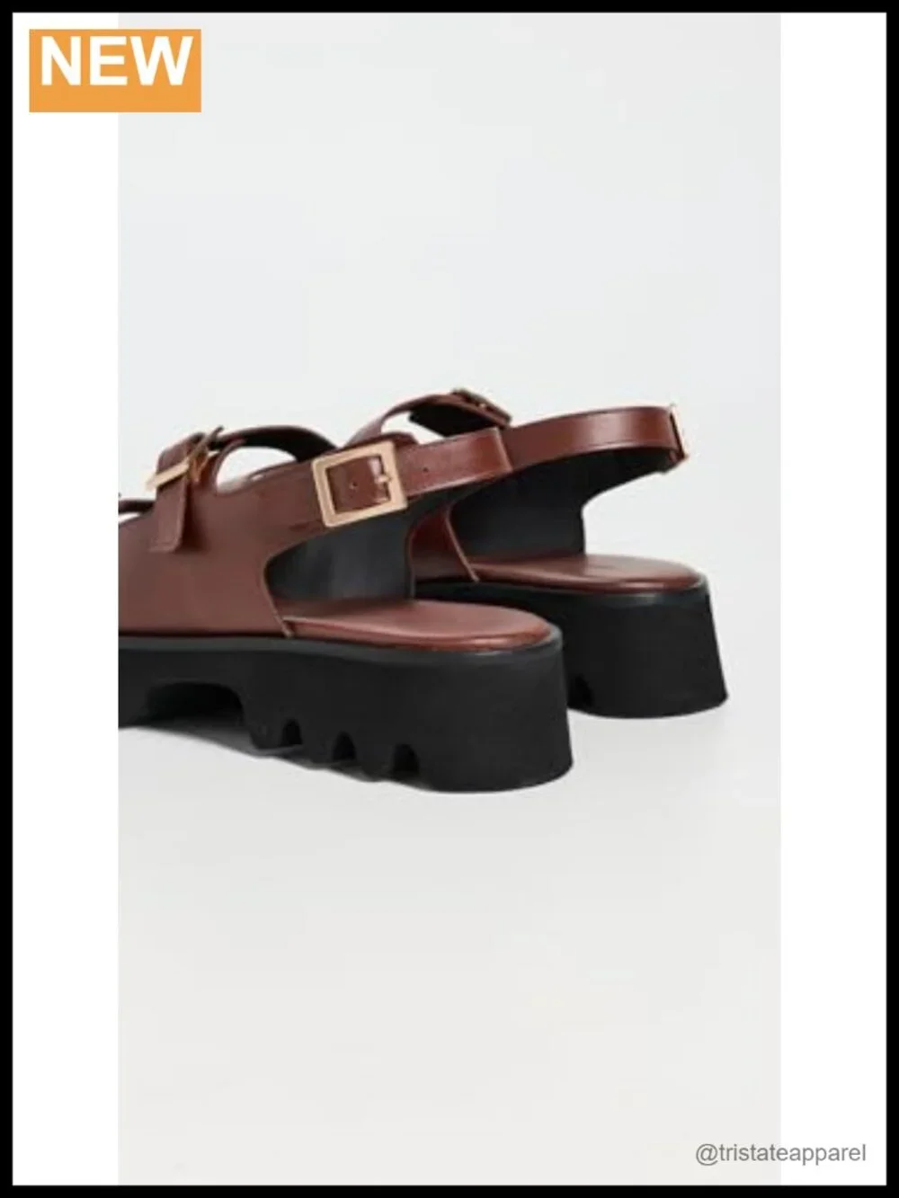 Platform Slingback Chunky Block Heel Sandals Adjustable Buckle Calfskin